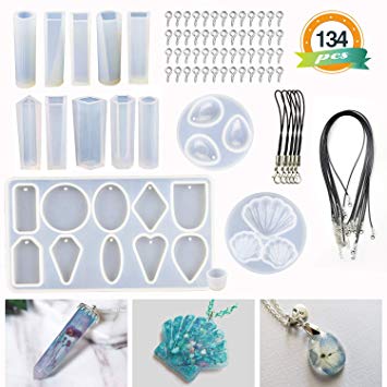 LET'S RESIN Pendant Molds 14 Pcs Resin Jewelry Molds, Silicone Molds for Epoxy Resin, UV Resin, Resin Casting Molds for Jewelry Making DIY Craft