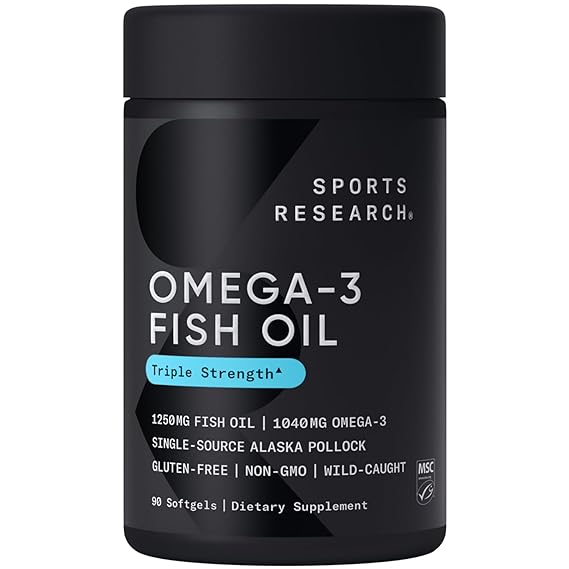 Omega-3 Wild Alaskan Fish Oil (1250mg per Capsule) with Triglyceride EPA & DHA | Heart, Brain & Joint Support | IFOS 5 Star Certified, Non-GMO & Gluten Free - 90 day Supply!