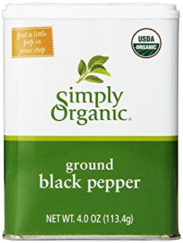 Simply Organic Pepper, Black ORGANIC 4 oz. Tin (a) - 2 Bottles