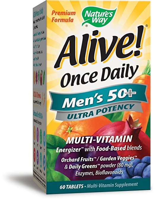 Nature's Way Alive Once Daily Men's 50 Plus Multi Ultra Potency Tablets, 60 Count