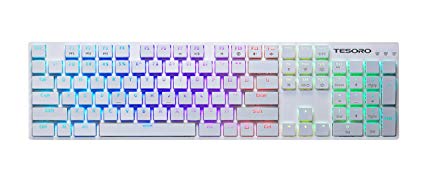 Tesoro Gram XS G12ULP Red Ultra-Slim Mechanical Switch Chicklet Style Beycap Full Color RGB LED Backlit Illuminated Mechanical White Ultra-Low Profile Keyboard TS-G12ULP W (RD)