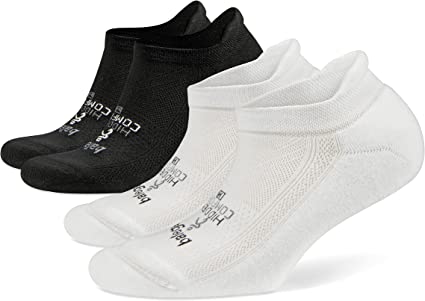 Balega Hidden Comfort No-show, Heel Tab, Running Socks for Men and Women (2 Pairs, White & Black)