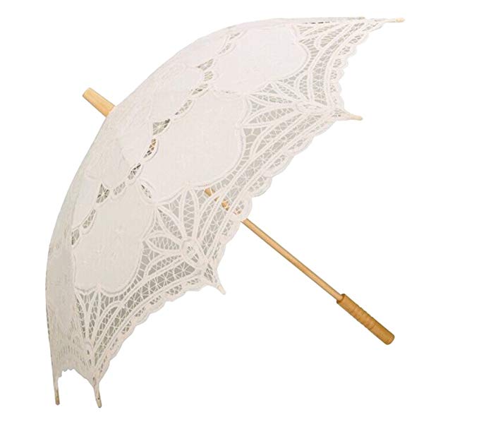 Wedding Umbrellas,Coofit Lace Parasol Summer Umbrella for Bridesmaid Bridal