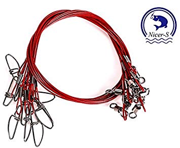 100LB Heavy Duty Fishing Stainless Steel Wire Leaders With Swivels and Snaps, High-Strength Fishing Line Leaders-20PCS -19"
