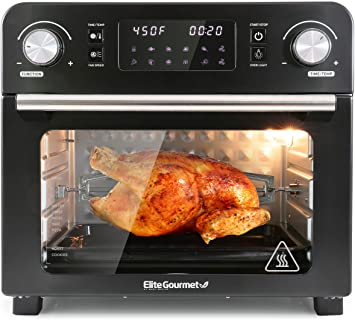 Elite Gourmet EAF9310 Maxi-Matic Digital Programmable Fryer Oven, Oil-Less Convection Oven Extra Large 23L. Capacity, Grill, Bake, Roast, Air Fry, 1700-Watts, Black