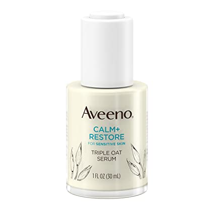 Aveeno Calm   Restore Triple Oat Hydrating Face Serum for Sensitive Skin, Gentle & Lightweight Facial Serum to Smooth & Fortify Skin, Hypoallergenic, Fragrance- & Paraben-Free
