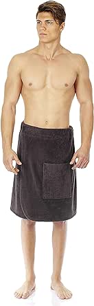 Arus Men's Adjustable Velcro Closure on Waist Turkish Cotton Shower & Bath Wrap