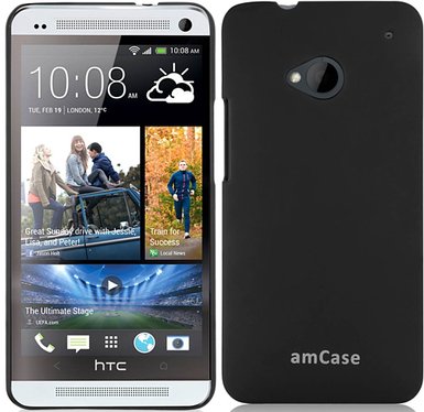 amCase Slim fit case for HTC One M7 -Matte Black (With Opening for IR Blaster)