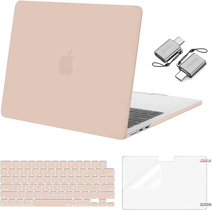 MOSISO Compatible with MacBook Air 13.6 inch Case 2022 2023 Release A2681 M2 Chip Liquid Retina Display Touch ID, Plastic Hard Case&Keyboard Skin&Screen Protector&Type C Adapter 2 Pack, Camel