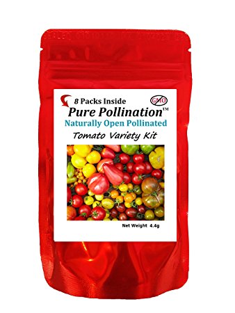 Pure Pollination 8 Tomato Variety Seed Pack Heirloom Garden Open Pollinated Non-GMO