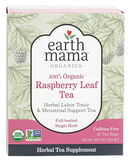 Earth Mama Organic Raspberry Leaf Tea Bags for Menstrual Support, 16-Count