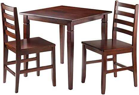 Winsome Wood Kingsgate 3-Piece Dinning Table with 2 Hamilton Ladder Back Chairs