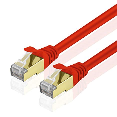 TNP Cat6 Ethernet Patch Cable - Professional Gold Plated Snagless RJ45 Connector Computer Networking LAN Wire Cord Plug Premium Shielded Twisted Pair (10FT, Red)