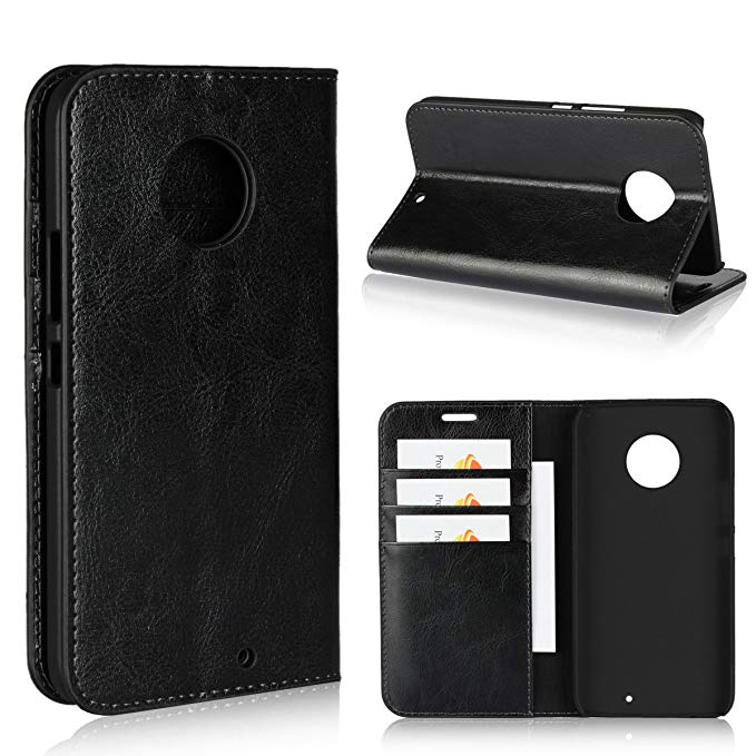 Motorola Moto X4 Case,iCoverCase Genuine Leather Wallet Case [Slim Fit] Folio Book Design with Stand and Card Slots Flip Case Cover for Motorola Moto X4 5.2 inch(Black)