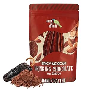 Green Jay Gourmet Hot Chocolate Mix - Spicy Mexican Hot Cocoa Mix for an Indulgent Drinking Chocolate Experience - Smooth, All Natural Hot Coco w/Turbinado Sugar & Ancho Chile Powder - 8 Ounces