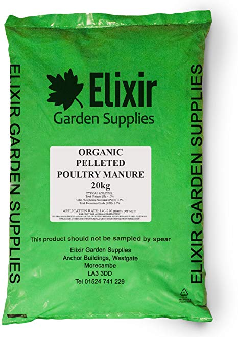 Elixir Gardens ® CHICKEN/POULTRY MANURE ORGANIC FERTILISER PELLETS BAG 20KG