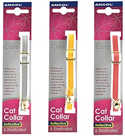 3 X Ancol Reflective Elasticated Cat Collars Bulk Buy Save Money (Package May Vary)