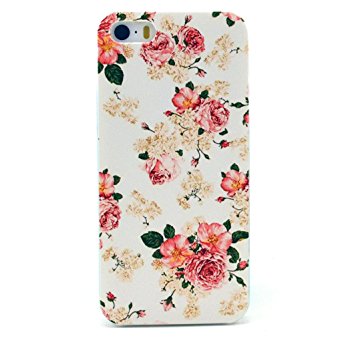 Iphone 5c Case, JAHOLAN Pink Flower Clear Bumper TPU Soft Case Rubber Silicone Skin Cover for iphone 5C