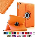Fintie Apple iPad 234 Case - 360 Degree Rotating Stand Smart Case Cover for iPad with Retina Display iPad 4th Generation the new iPad 3 and iPad 2 Automatic WakeSleep Feature - Orange