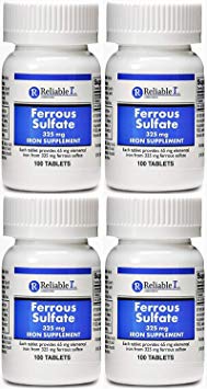 Ferrous Sulfate Iron 325 mg Generic for Feosol 100 Tablets PACK of 4