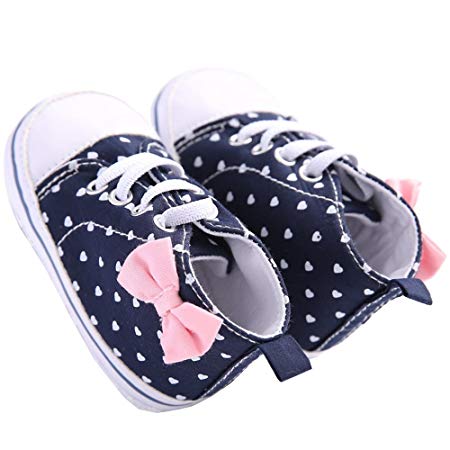 WAYLONGPLUS Infant Canvas Soft Sole Anti-Slip Prewalker Toddler Crib Shoes Love Print Sneaker (White Size 1)