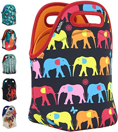 ARTOVIDA Insulated Neoprene Lunch Bag for Women, Men and Kids, Reusable Soft Lunch Tote for Work and School - Mark Ashkenazi from Israel - Elephant (LIMITED EDITION)