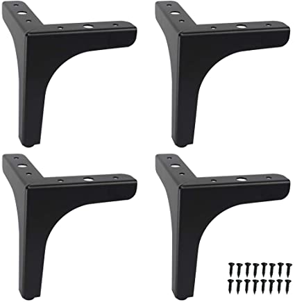 5"/13cm Metal Furniture Legs Feet Black 4 Pack for Sofa Cabinet Stands Couch Ottoman Table Load up to 200lbs per Leg