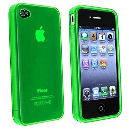 Generic Plain TPU Rubber Case Cover for Apple iPhone 4/4s - Non-Retail Packaging - Green