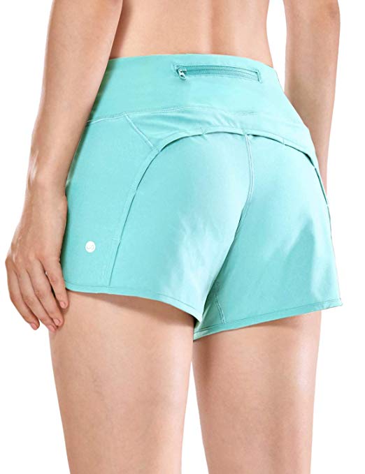 CRZ YOGA Women's Athletic Workout Sports Running Shorts with Zip Pocket - 4 Inches