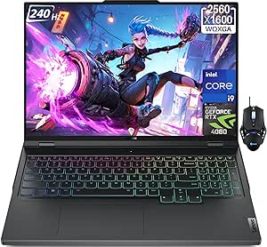 Lenovo 2024 Latest Legion Pro 7 Gaming Laptop, 16" WQXGA 240Hz Display, Intel 24-core i9-13900HX, NVIDIA GeForce RTX 4080, 32GB RAM, 2TB SSD, Wi-Fi 6, Backlit KB, Windows 11 Pro, Gaming Mouse