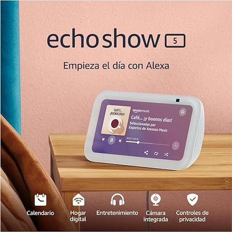 Echo Show 5 (3.ª generación) | Pantalla táctil inteligente con Alexa diseñada para controlar tus dispositivos de Hogar digital y más | Blanco