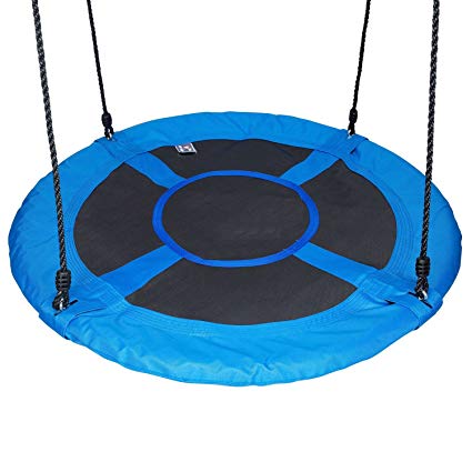 Hi Suyi 100cm Disc Giant Nest Web Hanging Tree Swing Seat Set Heavy Duty Easy to Set Up For Kids Childrens Outdoor Backyard Garden Blue