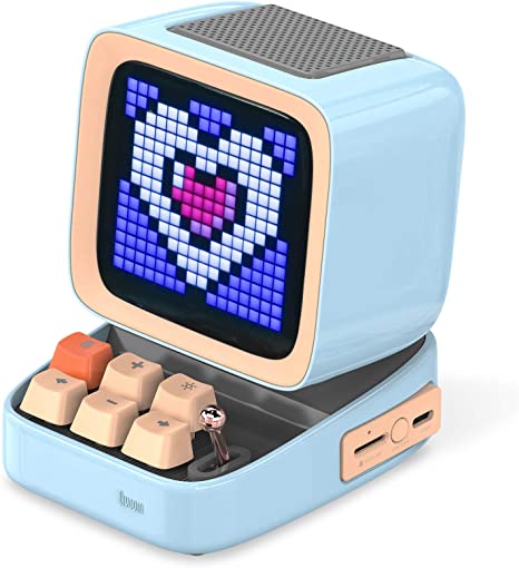 Divoom Ditoo Retro Pixel Art Game Bluetooth Speaker with 16X16 LED App Controlled Front Screen (Blue)