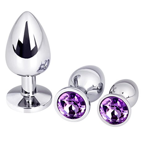 Bestimulus 3 PCS Set Mini Butt Anal Plug Toys Alloy Crystal Jewelry Sex Toys Adult Sex Products (Light Purple)