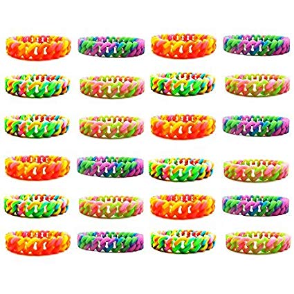 Party Favor Bracelets for Kids Teen Girls Women - 24 Pieces Silicone Chain Bracelets Set - Party Supplies -Great Gifts for Girls - Fashion Jewelry Accessories (24 pcs - Silicone Chain Bracelets ½")