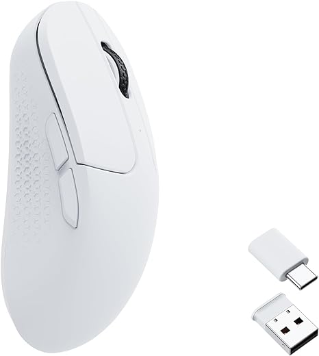 Keychron M3 Mini Wireless Optical Mouse, Bluetooth 5.1/2.4 GHz/Wired Gaming Mouse, Programmable PixArt 3395 Sensor with up to 26,000 DPI/ 650 IPS, Lightweight Ergonomic for Windows Mac Linux - White