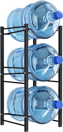 Lifewit 5 Gallon Water Jug Holder, 3 Tier Water Bottle Stand, Heavy Duty Water Dispenser Rack with 3 Slots for Gallon Jugs, Detachable Water Storage Shelf Organizer for Home Living Room Office, Black