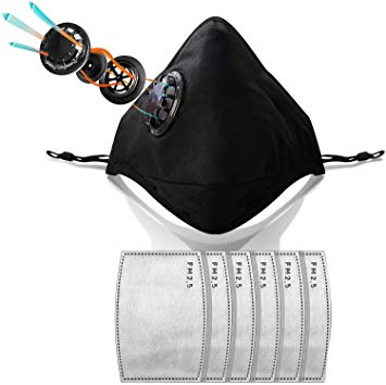 Breathing Dustproof Mask - Safety Reuseable Washable Air Pollution Respirator with 6 Velvet Fabric Activated Carbon Filters - for Dust, Face and Outdoor Activities