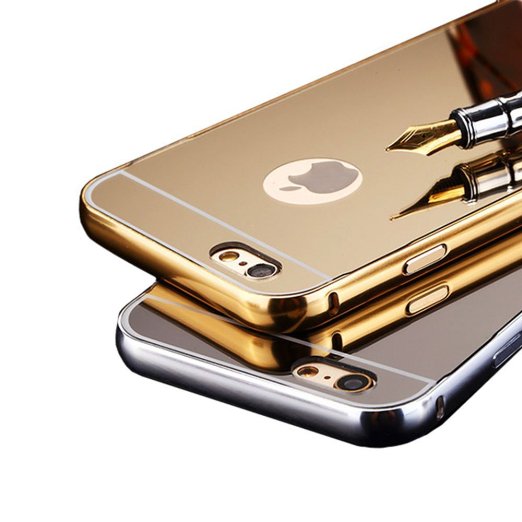iPhone6 Case ,iphone 6S case,Surprise Coocolor (TM) New Luxury Aluminum Ultra-thin Mirror Metal Case Cover for iPhone 6 iphone 6S[Girl case] (iPhone 6 6S, Gold)