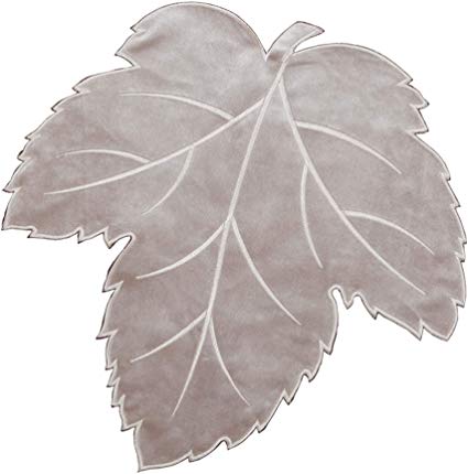 Skrantun Placemats Embroidered Table Decorations（Set of 4） Double-Layer Silver White Maple Leaf for Fall Harvest Dinner Party Thanksgiving Halloween