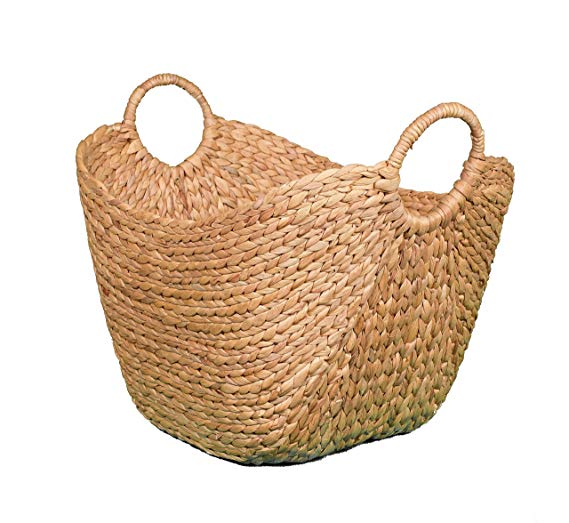 BIRDROCK HOME Water Hyacinth Laundry Baskets (Natural) | One Basket Included | Hand Woven