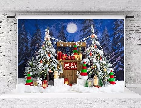 Kate 7x5ft Christmas Backdrop Hot Cocoa Photography Background Pine Tree Winter Forest Backdrop Party Decoration