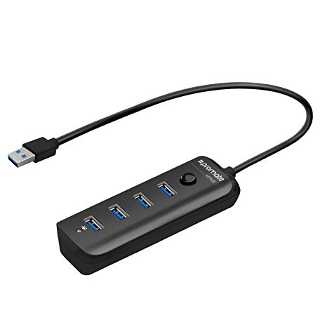 Promate Usb 3.0 Hub 4 Port Black With Led With Built-In Usb 3.0 Cable For Imac, Macbook Air, Macbook Pro, Macbook, Mac Mini, Pc, Laptops