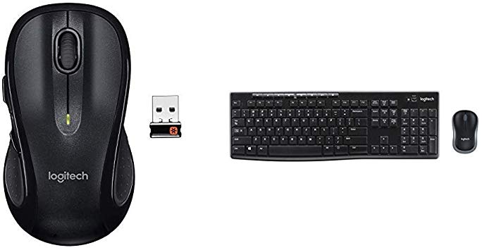 Logitech M510 Wireless Computer Mouse - Dark Gray & MK270 Wireless Keyboard and Mouse Combo (Frustration-Free Packaging)