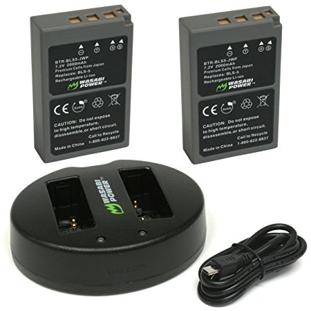 Wasabi Power Battery (2-Pack) and Dual USB Charger for Olympus BLS-5, BLS-50, PS-BLS5