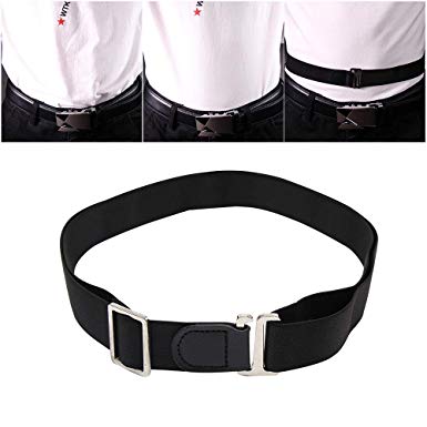 Milylove Mens Shirt Stay Black Tuck It Belt Non-slip Wrinkle Bandage Super Belt for Formal