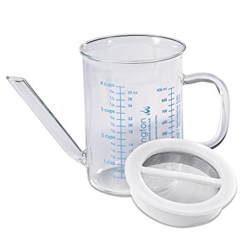 Fat Separator With Strainer - Heat Resistant Glass - 4-Cup Capacity