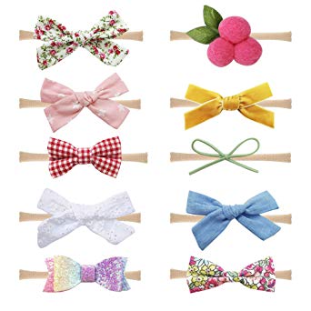 Baby Girl Headbands and Bows Nylon Hairbands Hair Bow Accessories for Newborn Infant Toddler Girls