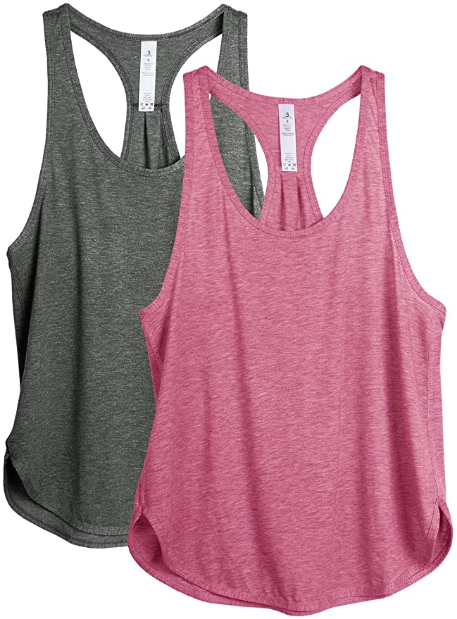 icyzone Workout Tank Tops for Women - Athletic Yoga Tops, Racerback Running Tank Top(Pack of 2)