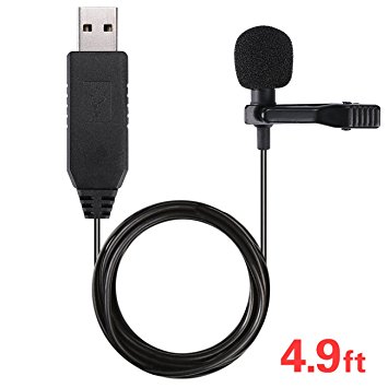 USB Microphone, Seacue Omnidirectional Condenser Lavalier Lapel Clip on Mic for Computer, Laptop Macbook, Podcast, Interviews, Network singing, Skype, MSN, Audio Video Recording [Plug and Play]